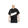 Nike Sportswear Swoosh Big Logo Print Casual Crew Neck Short Sleeve T-Shirt Men Tops Black FB7872-010