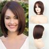 Short Blond Brown Synthetic Bob Wig with Bangs Natural Looking Heat Resistant Wig for Women Daily Party Halloween