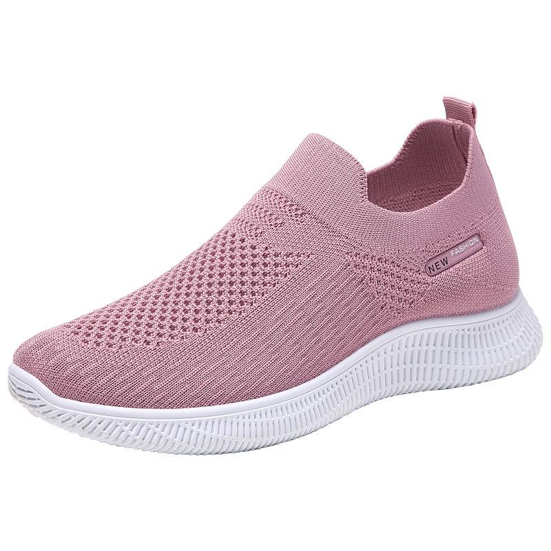 2025 Summer New Socks One Pedal Casual Breathable Women's Shoes Flying Woven Walking Shoes Mother Shoes Large Size Shoes