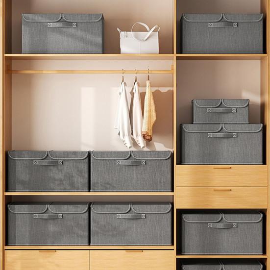 Clothing Storage Box with Dustproof Lid Foldable Design Large Capacity Toys Blankets Storage Basket with Reinforced Handles