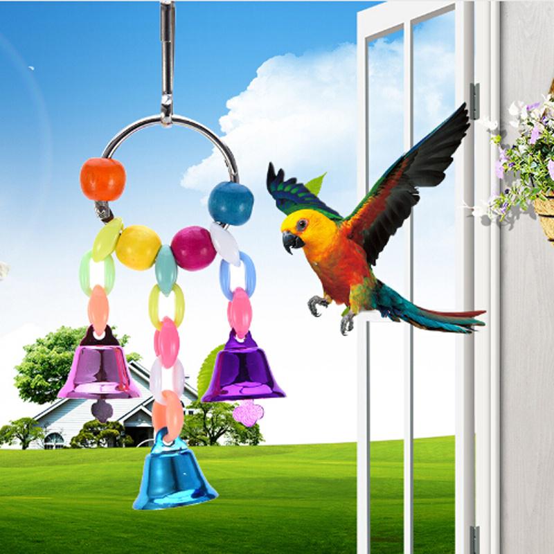 Pet Bird Bell String Suspension Bridge Chain Parrot Toys Hanging Squirrel Parakeet Cage Toys