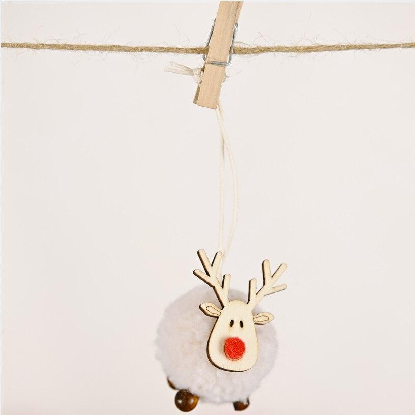 Cute Felt Wooden Elk Xmas Tree Decorations Hanging Pendant Deer Craft Ornament Christmas Decor for Home New Year 2021 Kids Gift