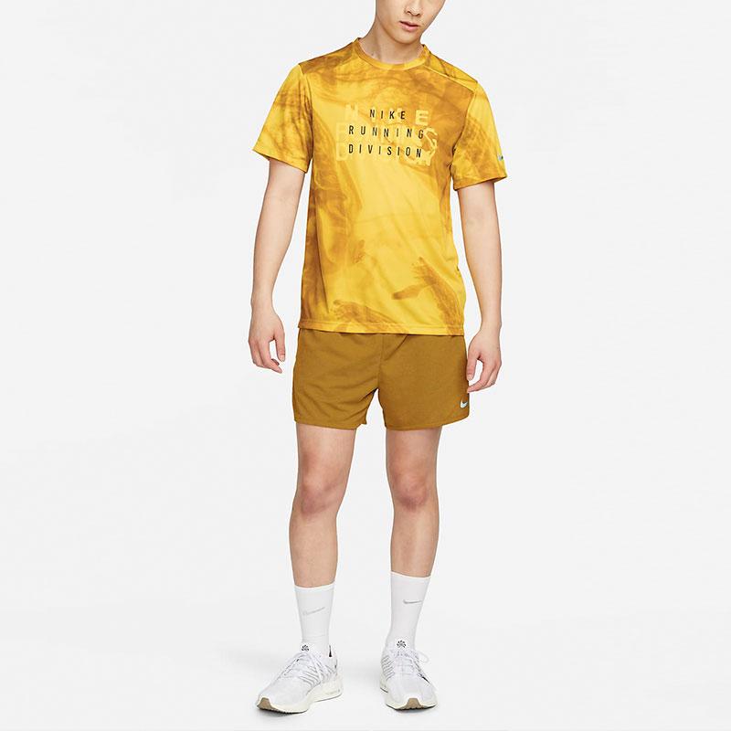 Nike Dri-FIT Run Division Rise 365 Tie-Dye Letter Print Quick-Drying Short Sleeve T-Shirt Men Tops Bright-Sulfur FB6880-709