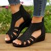 Fashion Rhinestone Wedge Sandals Women Summer New Elegant Ladies Rome Shoes Hollow Sandals Female Black Casual Sandalias
