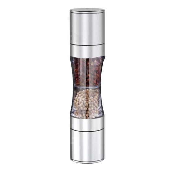 Stainless Steel Salt Grinder Adjustable Coarseness Easy To Clean Double Head 2 In 1 Grinder for Seasoning