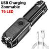 Super Bright ABS Strong Light Focusing Led Flashlight Outdoor Portable Home Built-in Battery Rechargeable Torch