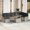 VidaXL 9-piece Garden Sofa Set with Light Grey Cushions In Poly Rattan 3348338