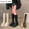New Autumn Women High Boots Fashion Ladies Soft Leather Flats Long Boots Back Zippers Women's Footwear