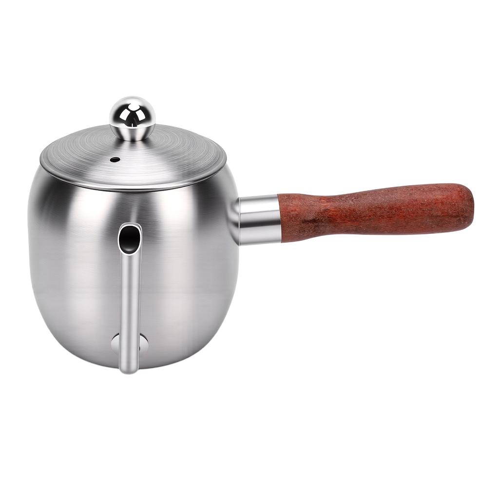 Pour Over Coffee Kettle 500ml 304 Stainless Steel Gooseneck Spout Coffee Drip Teapot with Wood Handle for Camping