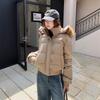 Winter Small Cotton-padded Jacket, Down Jacket, Women's New Korean Style Outfit for Small People, Big Fur Collar, Short Cotton-padded Jacket