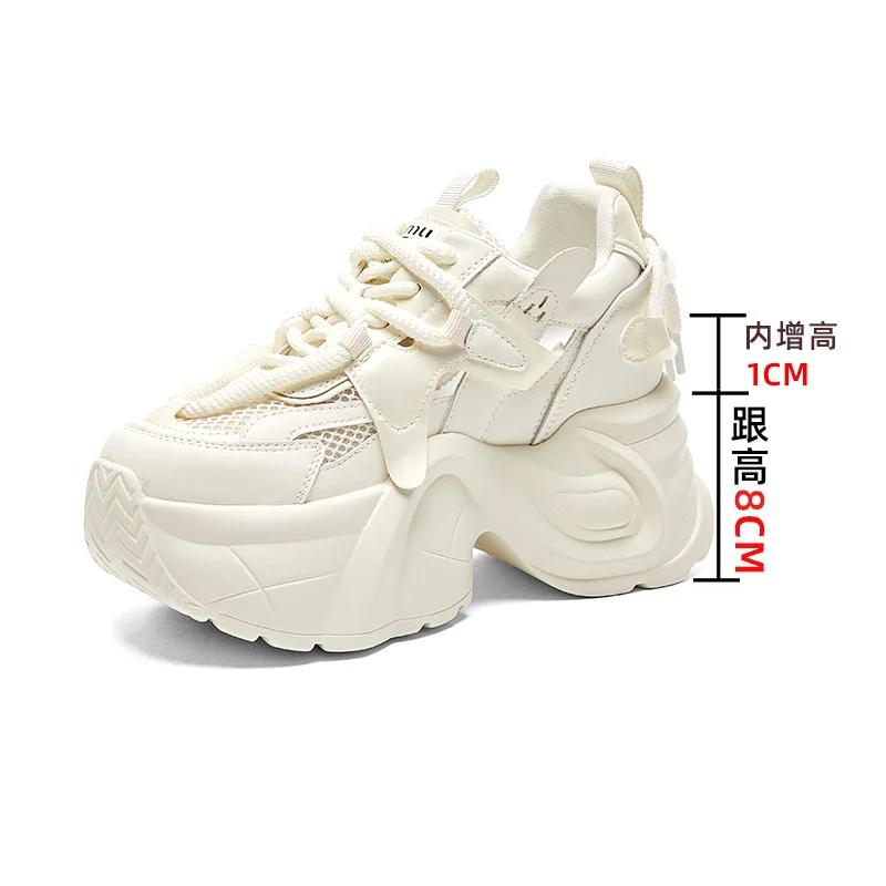 2025 Women's Platform Shoes Sneakers Genuine Leather Women's Casual Shoes Wear-resistant Sports Shoes for Women Tenis De Mujer