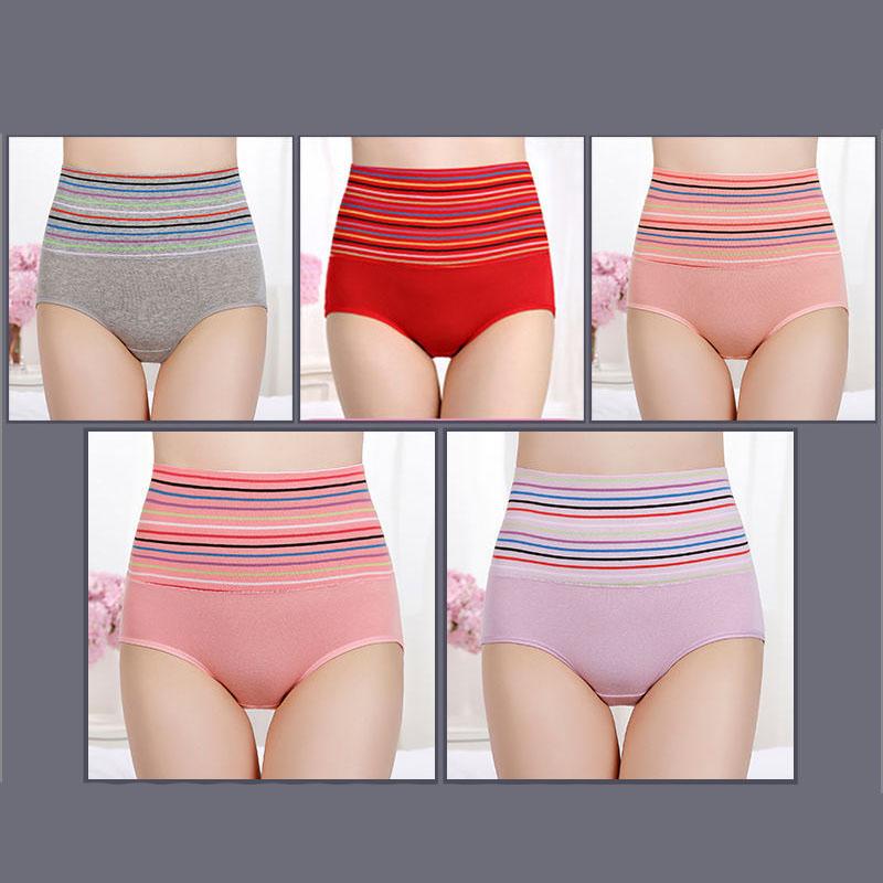 5PCS Women's High Waist Abdominal Panties Postpartum Shaping Sexy Buttocks Large Size Briefs