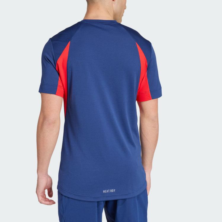 Adidas Tennis Freelift Solid Color Breathable Cool Dry Tennis Sports Short Sleeve Regular T-Shirt Men Tops Deep-Blue IY9454