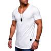 Men's Short Sleeve V Neck T Shirt Casual Slim Fit Solid Muscle Tee Tops Blouse