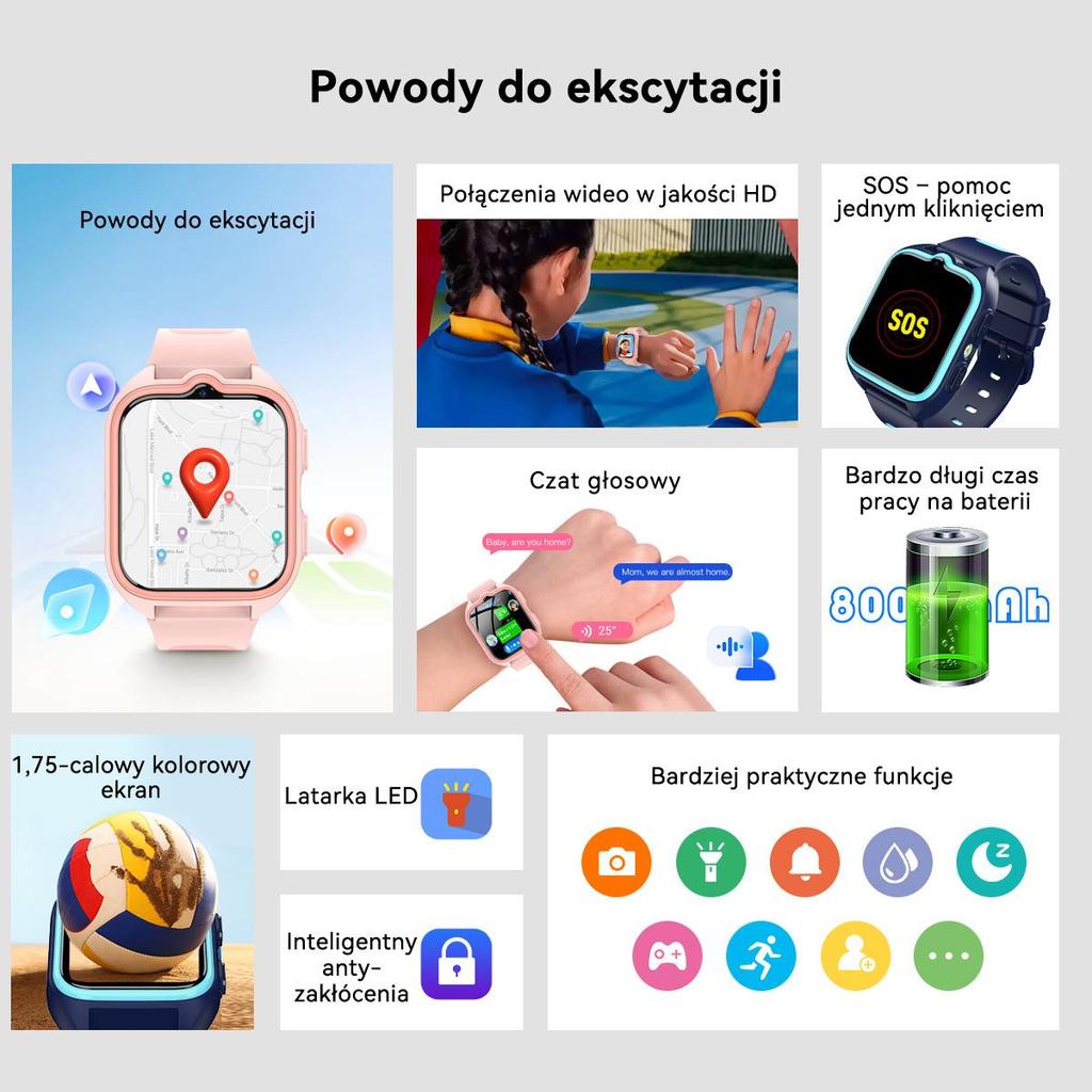 Blackview Z30 Kids Smart Watch, 4G GPS Tracker, HD Video Call, 800mAh Battery, IP68 Waterproof