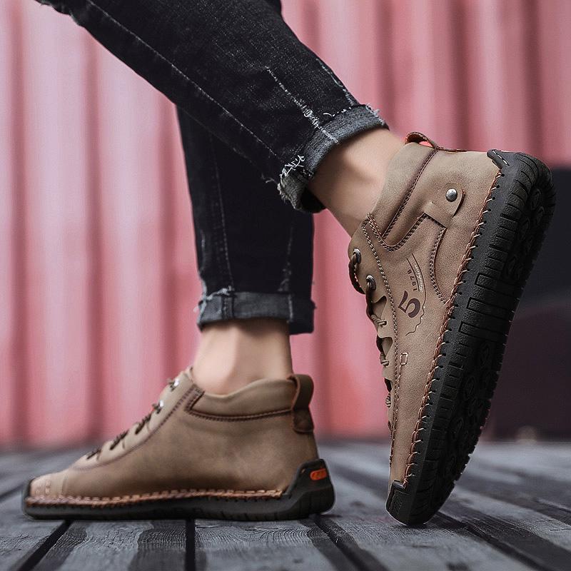 Men's Hand-made Super Fiber PU Rubber Soft Sole Lightweight Wear-resistant Non-slip Casual Shoes