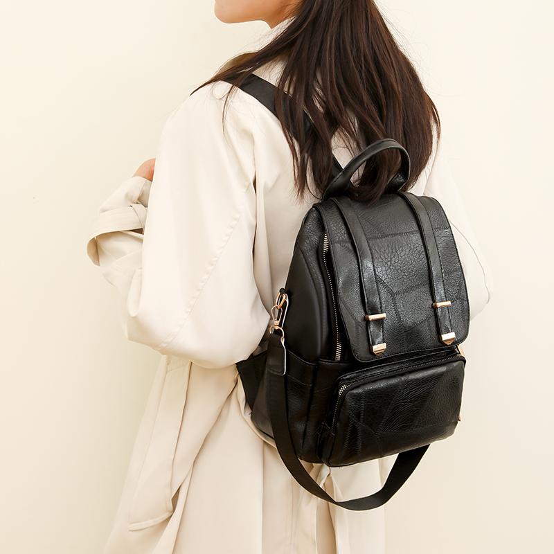 Backpack Women's Bag Fashion Large Capacity Retro Soft Leather Women's Backpack