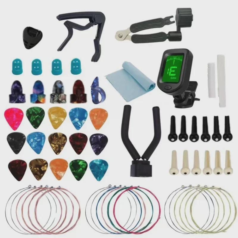 Guitar & Ukulele Accessory Set: Strings, Picks, Tuners, Finger Sets