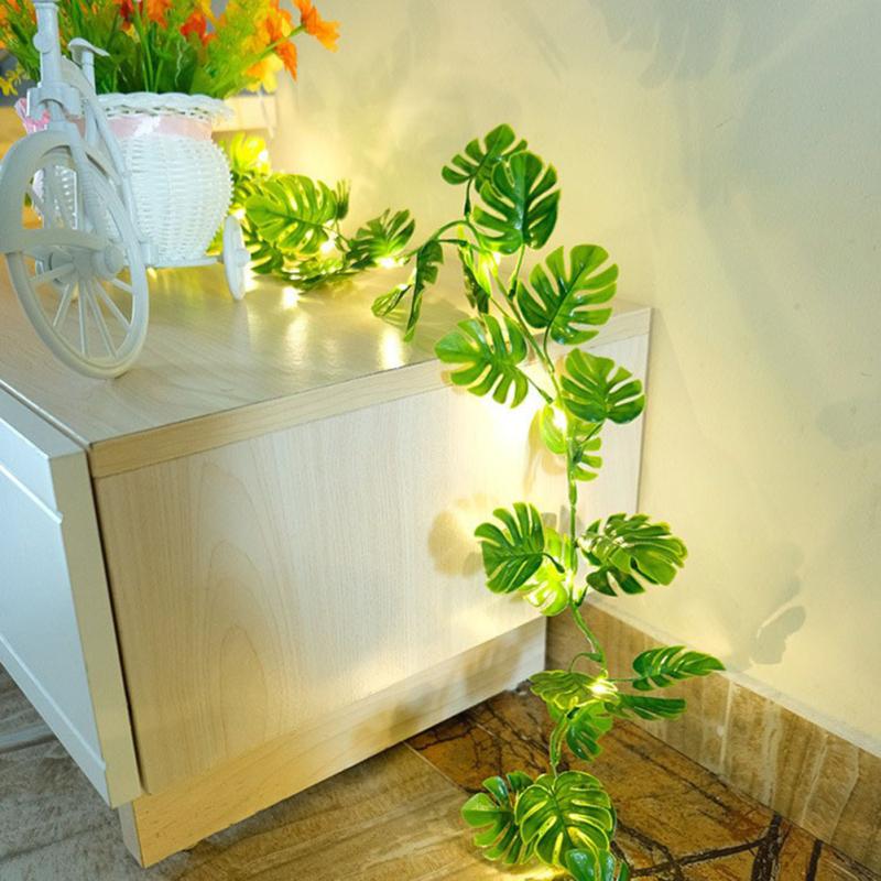 Monstera Leaves Artificial Vine String Lights Fairy Lamp For Bedroom Living Room Party Decoration