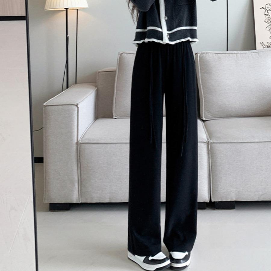 Faux Cashmere Wide Leg Pants for Women Autumn Winter High Waisted Loose Fit Casual Straight Leg Floor Length Pants