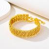 Vietnamese Gold Openwork Disco Bead Bracelet – Non-fading, Trendy Women's Jewelry In Ancient Imitation Gold Design