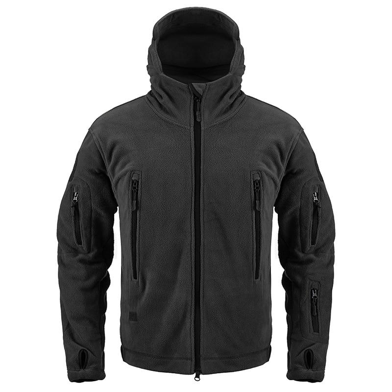 Tactical Fleece Jacket Men Winter Warm Hooded Military Jacket Casual Outdoor Hiking Hoodie Outerwear Coat with Many Pockets