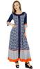 Women Blue Anarkali Kurta Kurti Fashionable Long Indian Ethnic Blouse