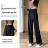 2025 Women's High-Waisted Wide-Leg Black Trousers: Slimming, Draped, Casual, Spring/Autumn Style