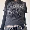 Vintage Graphic Print Pullovers Tops Halloween Clothes 2000s Skull Grunge Layered Sleeve Tee Y2K Aesthetic Emo Mall Goth T-shirt
