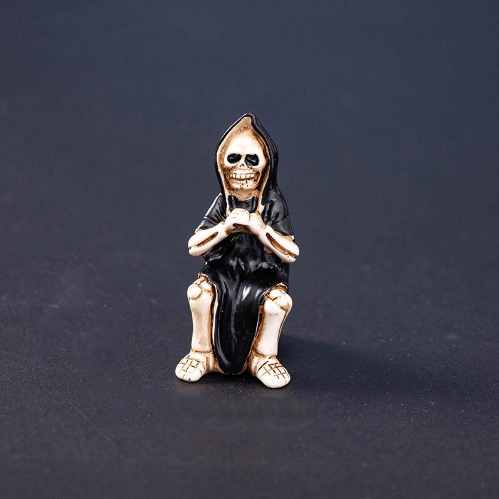 Coffin House Chair Halloween Miniature Figurine Bone Skull Desktop Knick-knack  Festival Supplies