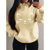 Simple Word Cat Smile Pattern Women Hoodies Fashion Casual Streetwear Personality Hoodie Trendy Fleece Pulloverar
