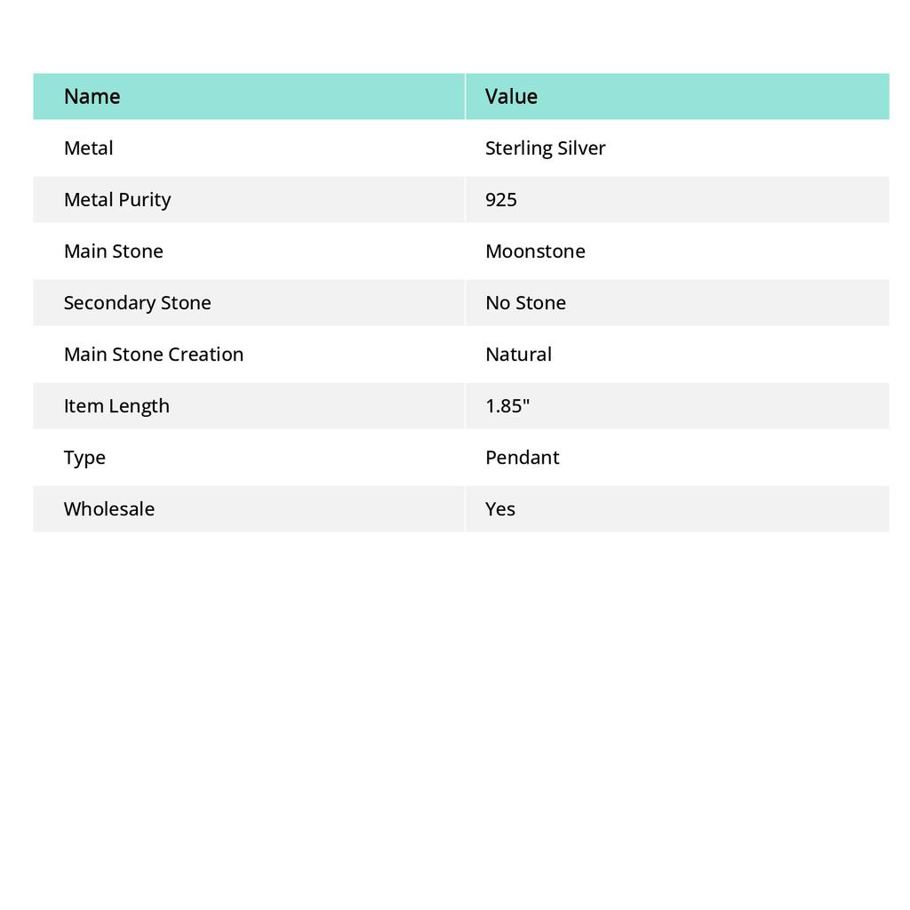 Natural Rainbow Moonstone Gemstone 925 Sterling Silver Pendant 1.85" S2q86