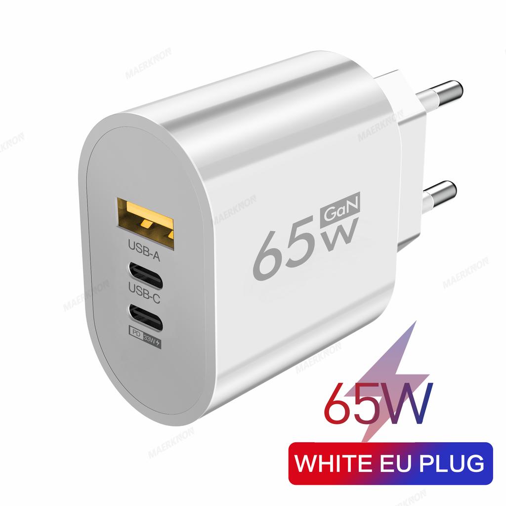 65W GaN USB C PD Charger Fast Charging Quick Charger Mobile Phone Power Adapter for iPhone 14 15 16 Pro Xiaomi Samsung Oneplus