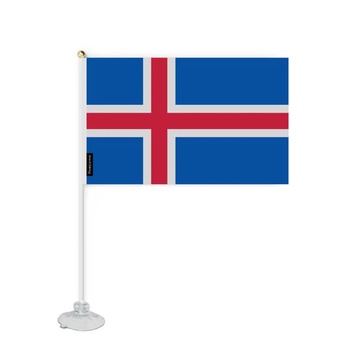 Drapeau - Mini - Islande - 20 X 30 Cm - Polyester - Ventouse Incluse
