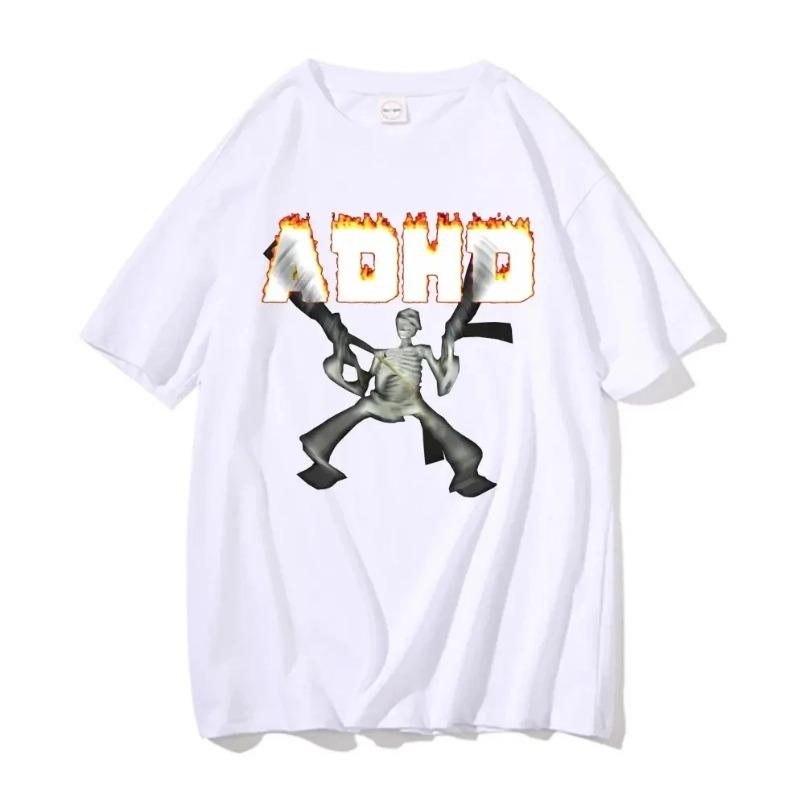 Adhd Skeleton Meme T-shirts Classic Vintage Humor Horror Funny Skull T Shirt Men Women Casual Hip Hop Summer Oversized T Shirt
