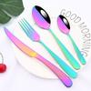 4Pcs Colorful Stainless Steel Dinnerware Cutlery Set Dinner Tableware Set Luxury Flatware Fork Knife Spoon For Wedding