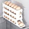 Fridge Egg Storage Box Four Tiers Automatic Rolling Large Capacity Space-Saving 30 Egg Organizer Refrigerator Side Door Egg Dispenser