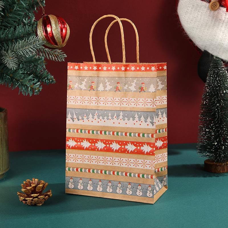 5pcs Kraft Paper Gift Bags Merry Christmas Candy Cookie Packaging Bag Boxes Natal Kids Favors 2026 New Year Party Decoration