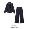 Kaslead New Arrival Women's Fashion Style Bowknot Decoration Denim Shirt Pants 6840268 6840269