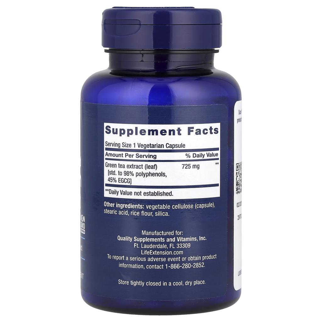 Mega Green Tea Extract, Mild Caffeine, 100 Veggie Capsules (725Mg Per Capsule)
