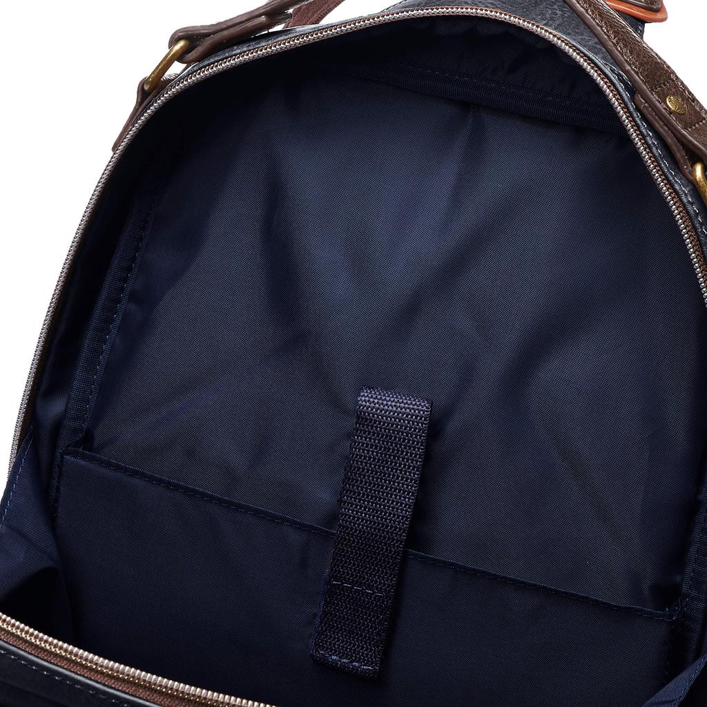 Lee Backpack with Antique Leather Faux Leather Navy 3-Way Handles, (Tablet Storage),