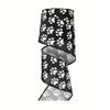 Highquality Satin White Ribbon Adorned With Black Paw Prints Ideal For Creative Crafts Petthemed