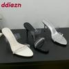 Fashion New In 2025 Pumps Slides Women Heels Shoes Luxury Fashion Rhinestones Female Round Toe Footwear Ladies High Heels Shoes Sandals