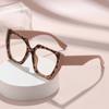 Fashion Polygon Oversize Frame Plain Glasses Unisex Retro Leopard Versatile Advanced Eye Protection Anti-Blue Light Eyeglasses