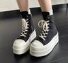 2025 New Canvas Shoes for Women Designer Shoes Platform Boots Sneakers Women Motorcycle Shoes Ankle High Heels Zapatos De Mujer