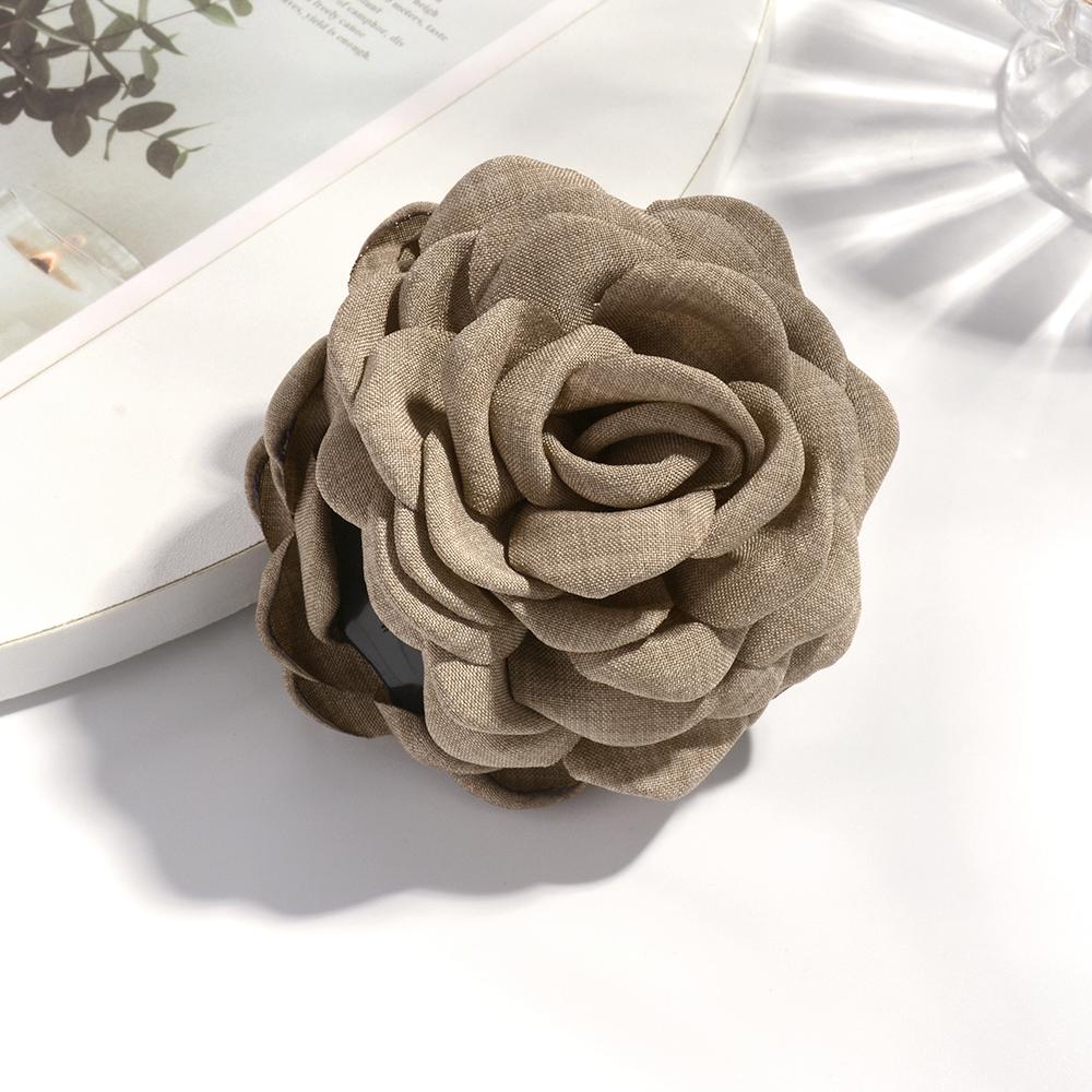 16 Colors Sweat Medium Size Cotton Fabric Rose Flower Hair Claw Clips for Women Korean Ctach Shark Clamp Hair Accessories
