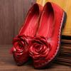 2024 New Vintage Handmade Folk Style Women Flats Casual Shoes Genuine Leather Lady Soft Bottom Shoes for Mother Fashion Loafers