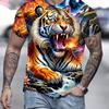 Tiger Print T-Shirt 3D Men's Shirts Summer Short Sleeved Male Pullover Oversized T-shirts Casual Tops Men Clothing