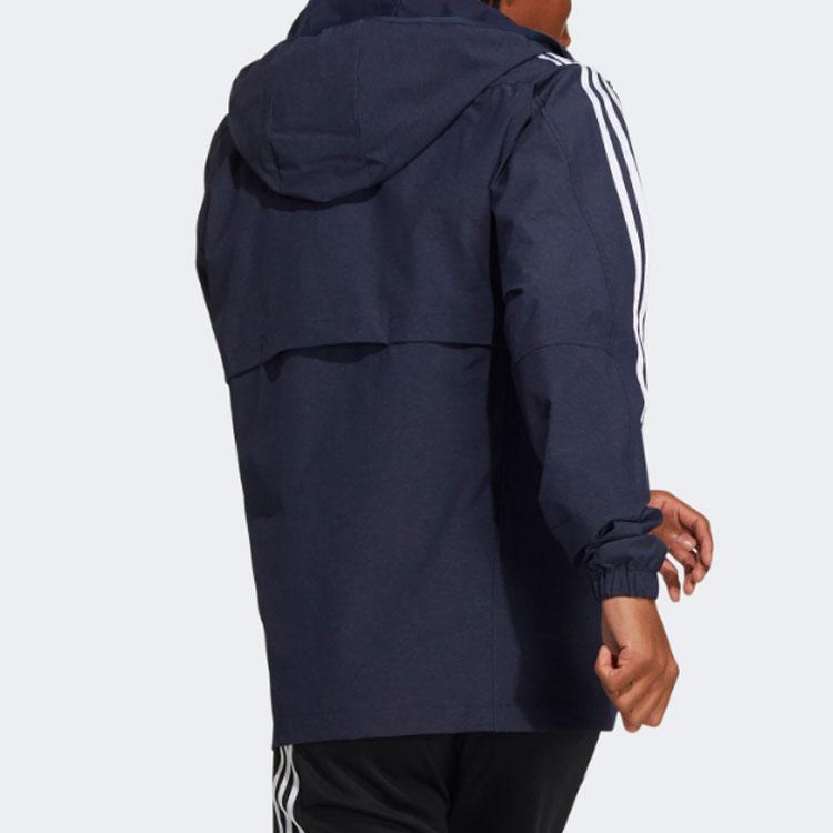 Adidas Contrast Stripe Sports Hooded Jacket Men Jacket Legend-Ink-Blue HC9956