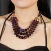 3pcs Boho Gemstone Jewelry Set - Double Layer Necklace and Earrings for Evening Party